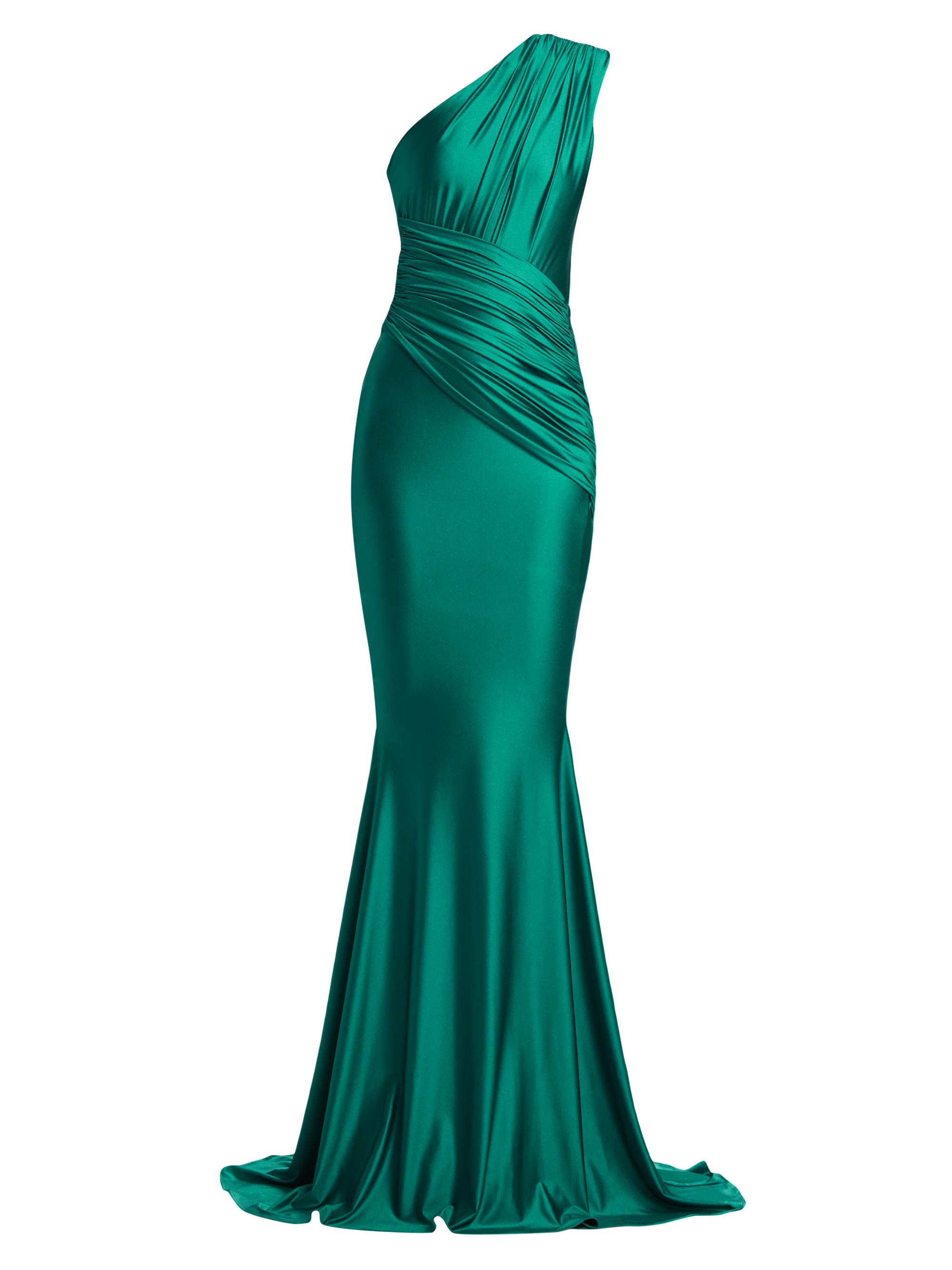 Michael Costello Collection Women's Aquarius One-Shoulder Mermaid Gown - Teal
