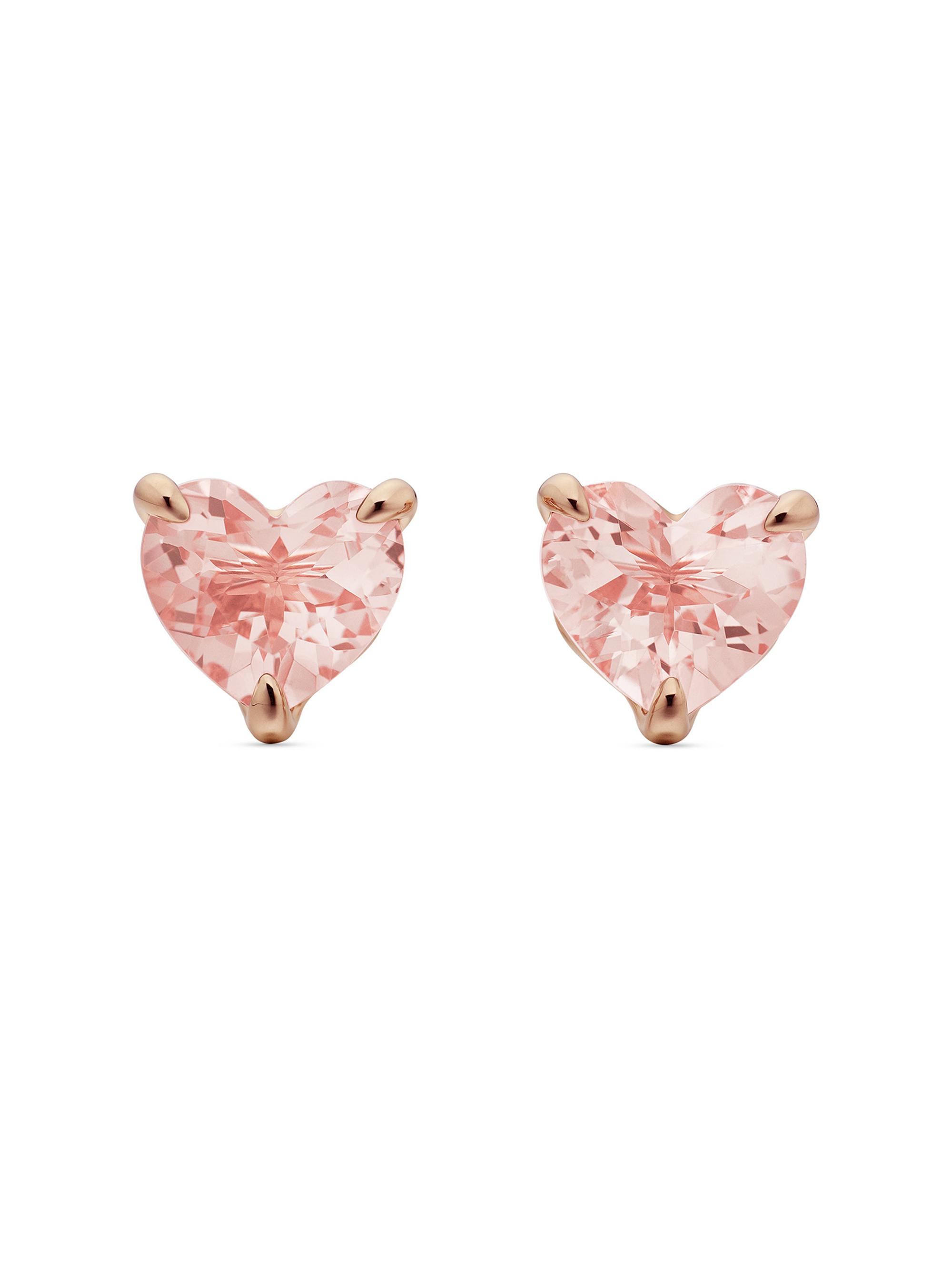 David Yurman Women's Chatelaine Heart Stud Earrings in 18K Rose Gold with Morganite, 8mm - Morganite