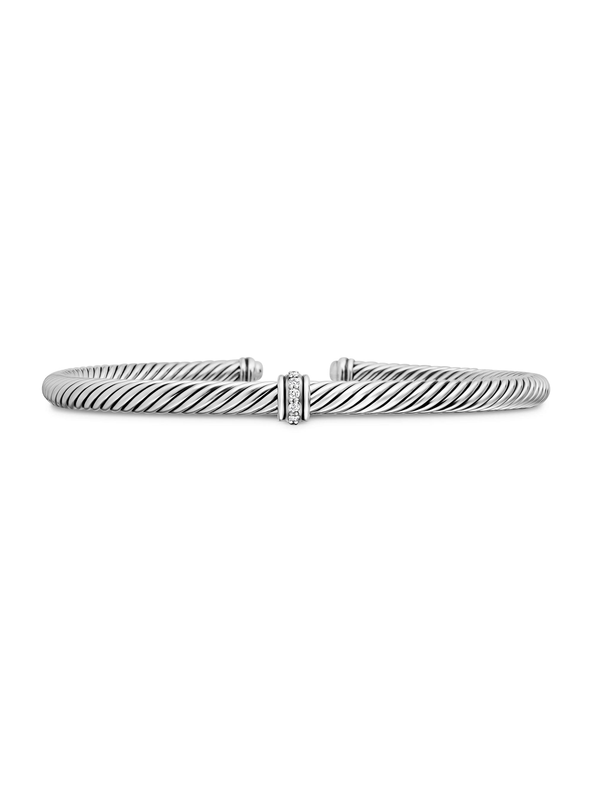 David Yurman Women's Cable Classics Center Station Bracelet with Pavé Diamonds - Sterling Silver