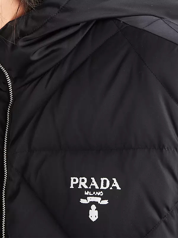 Prada Shearling Brushed Leather Jacket Padded Windbreaker Lining