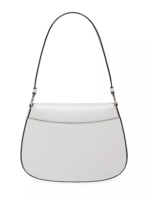 Cleo flap leather handbag Prada White in Leather - 35460102