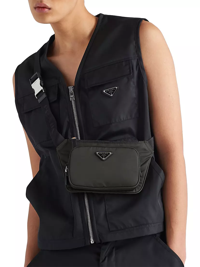 Prada Re-Nylon and Saffiano leather shoulder bag Bleu *New*