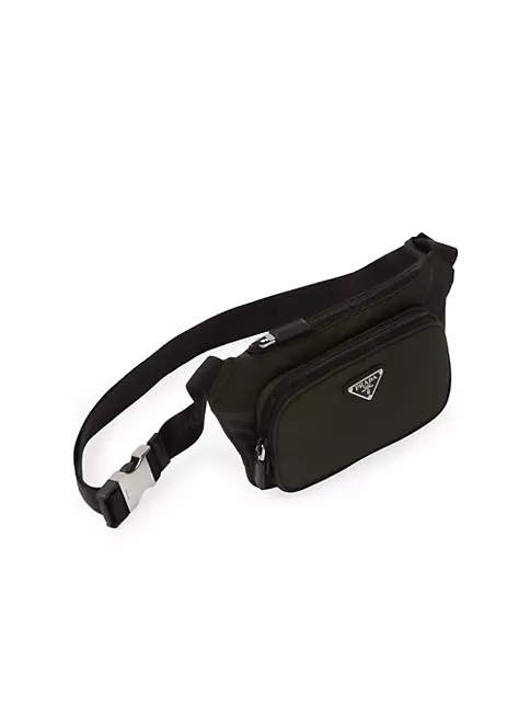 Black Re-nylon And Saffiano Leather Shoulder Bag