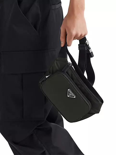 Black Prada Moon Re-nylon And Leather Bag