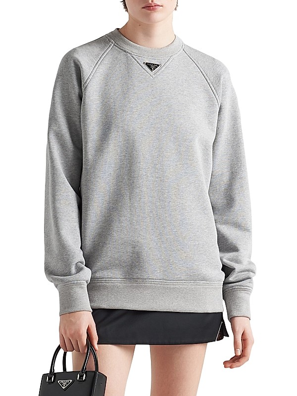 Shop Prada Long-Sleeved Cotton Sweatshirt | Saks Fifth Avenue Shop Prada Long-Sleeved Cotton Sweatshirt | Saks Fifth Avenue