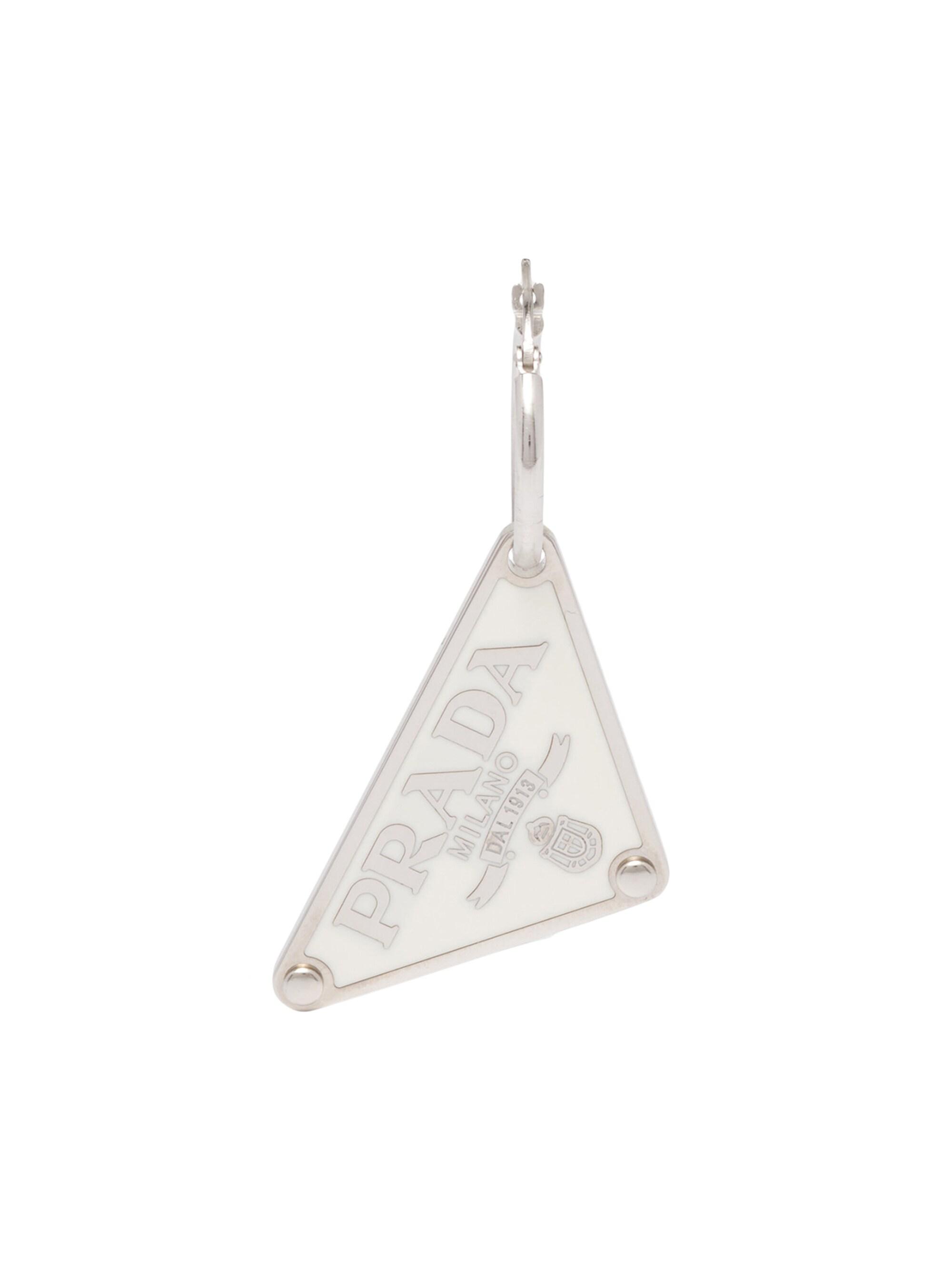 Prada Women's  Symbole Pendant Left Earring - White