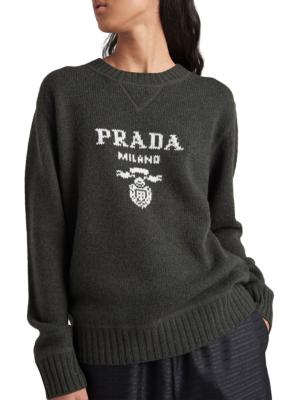 Prada logo-intarsia wool jumper - Grey