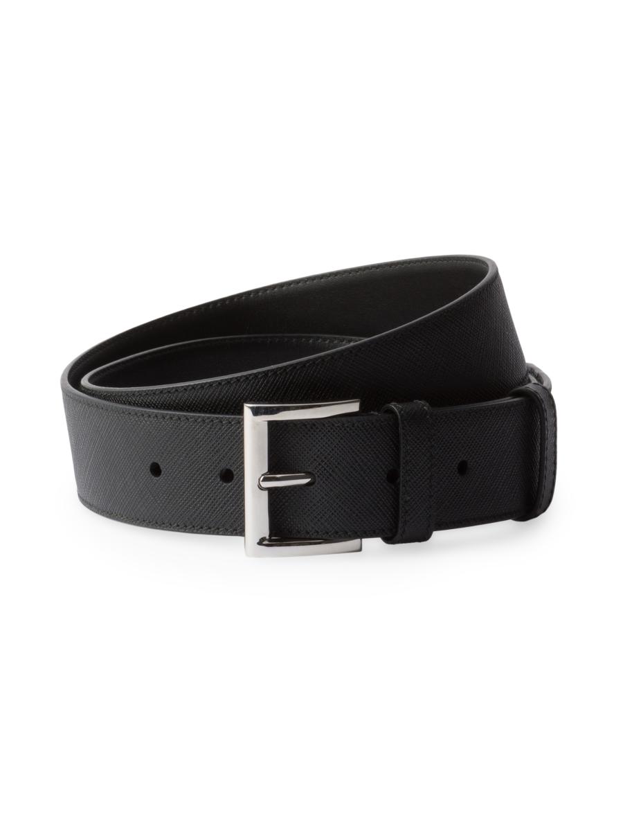 VIP【送料関税込】PRADA SHINY LEATHER LOGO BELT Black Patent Leather Belt | PRADA