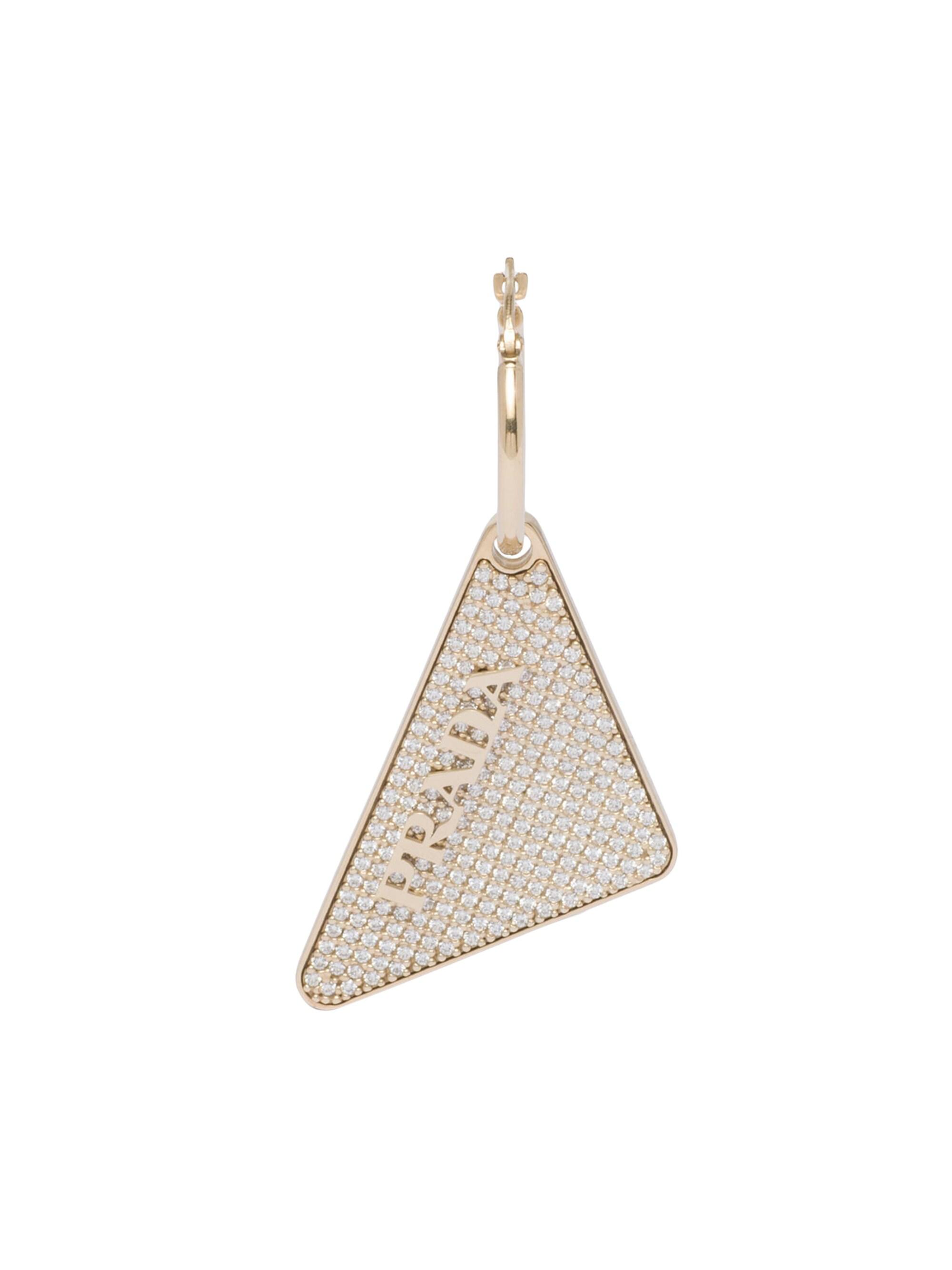 Prada Women's Crystal Logo Jewels Left Earring