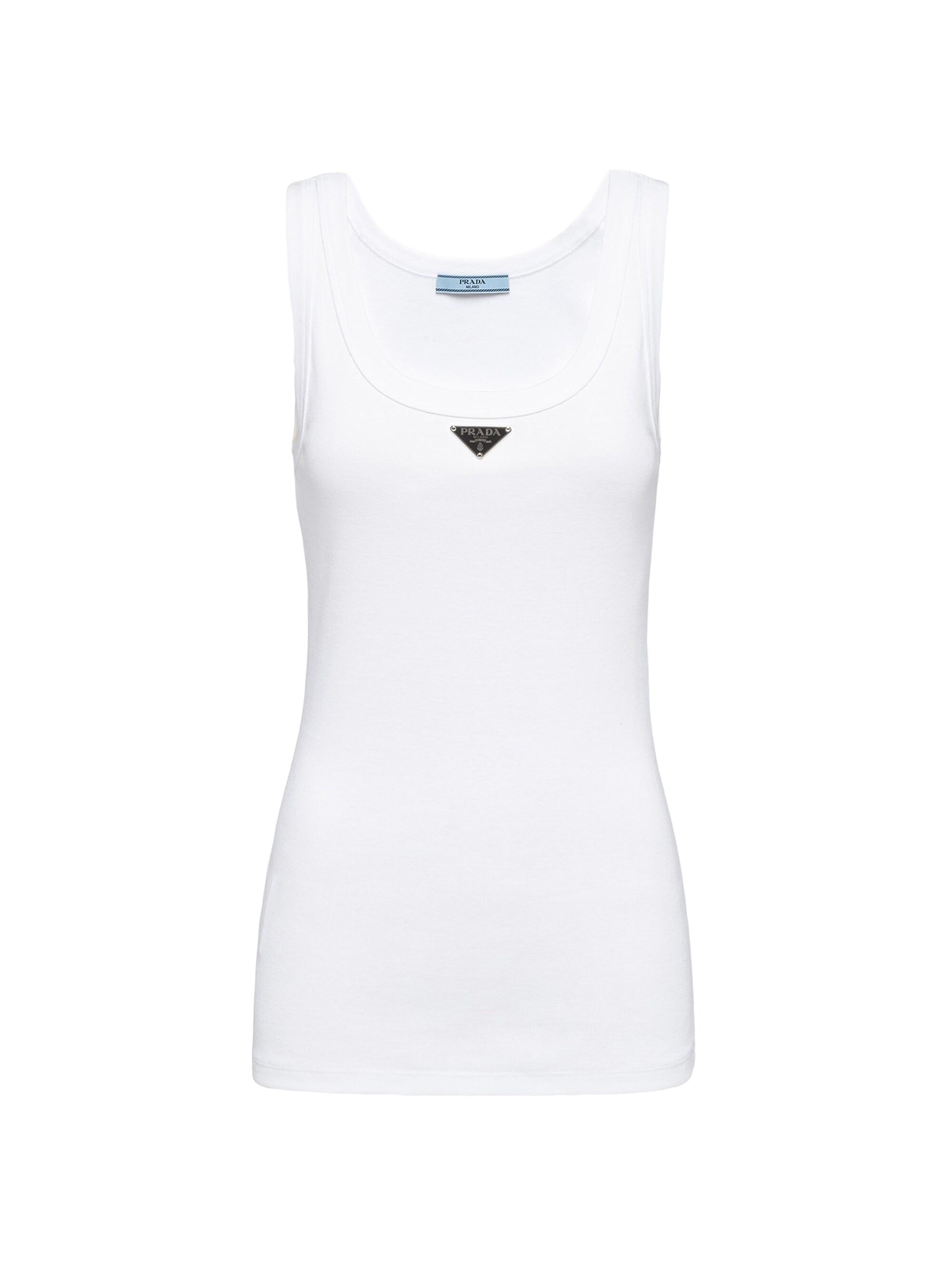 Prada Women's Ribbed Knit Jersey Tank Top - White