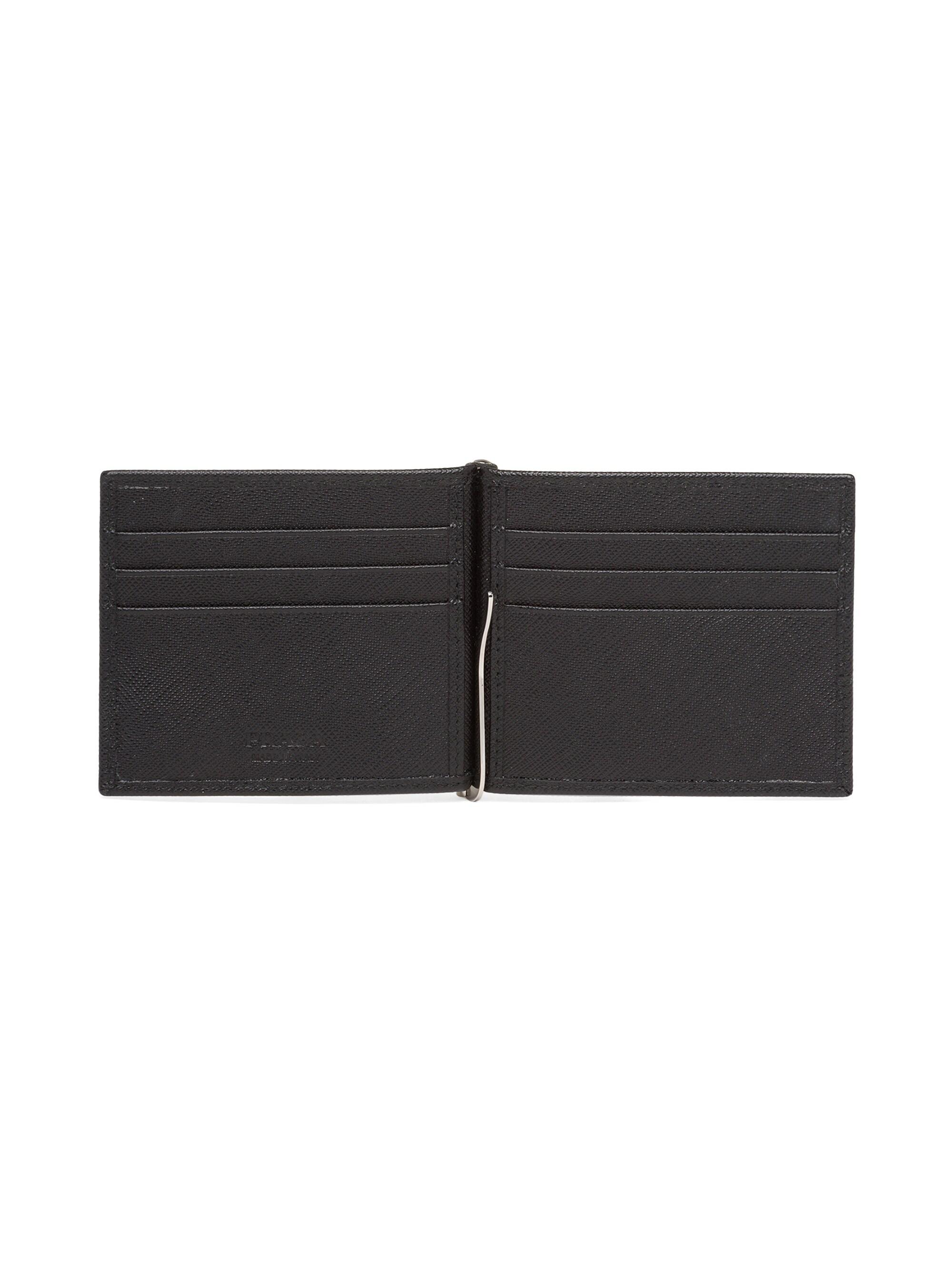 小物 PRADA SAFFIANO CLIP LEATHER WALLET PRADA Saffiano Money Clip Bifold Wallet Card Case Black