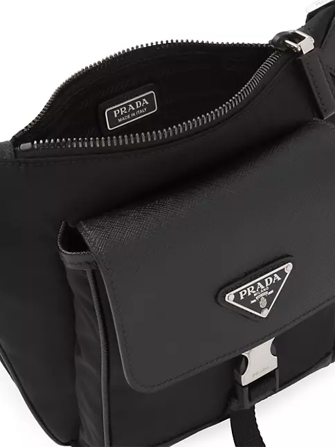 Prada Re-nylon And Saffiano Leather Shoulder Bag - Black