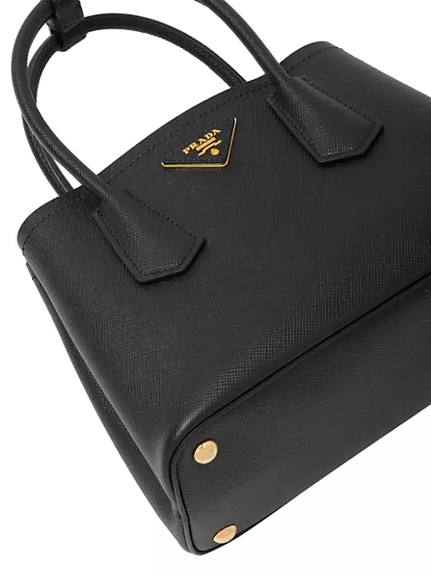 PRADA Saffiano Lux Small Double-Zip Tote Bag Black-US