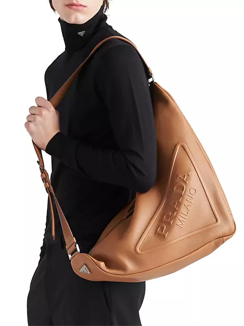 Prada - Triangle Logo Leather Travel Bag - Men - Leather - Os - Black