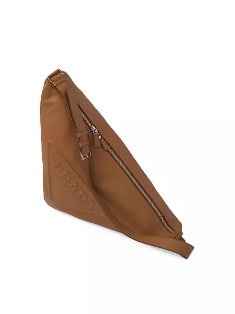 Prada Triangle Pouch Embossed Logo Saffiano Leather Unisex Iconic