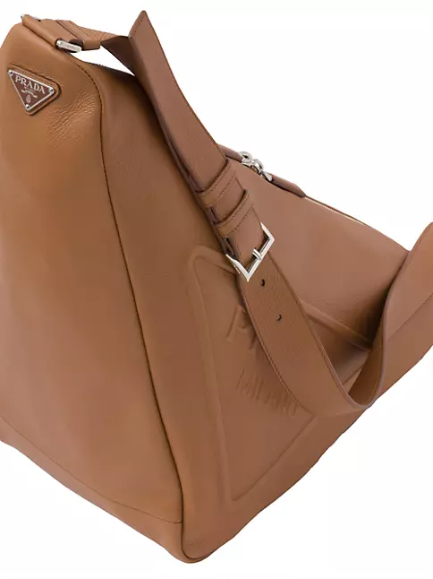 Prada Saffiano Triangle Bag White in Leather with Silver-tone - US