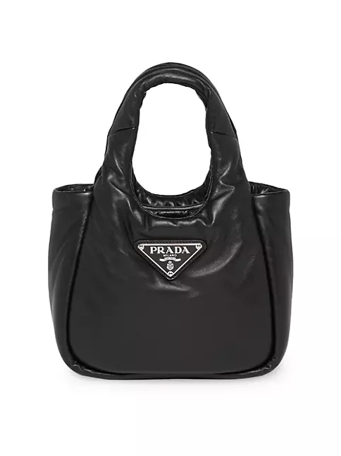 PRADA BAR CLUTCH BAG, black grained leather with silver metal bar