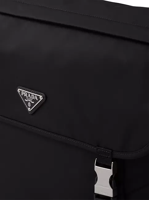 PRADA Monochrome Charms Embellished Saffiano Leather Crossbody Shoulder Bag