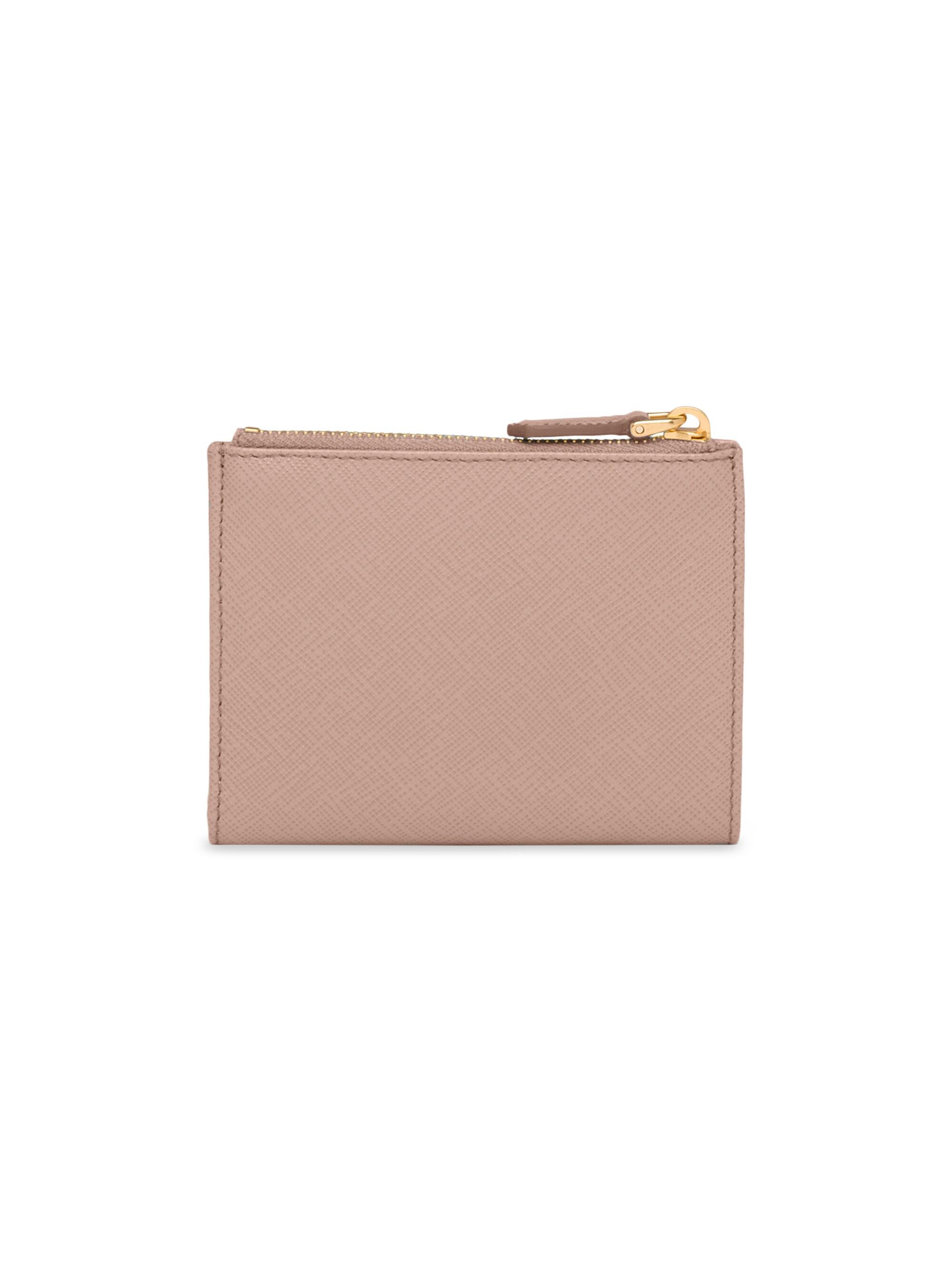 Prada Women's  Saffiano Leather Wallet - Pink - side view in Pink