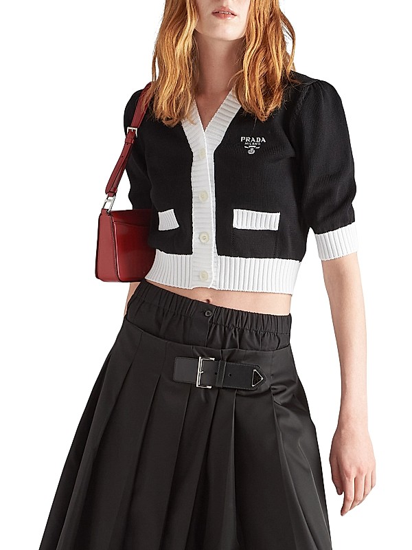 Shop Prada Cropped Cotton Cardigan | Saks Fifth Avenue Shop Prada Cropped Cotton Cardigan | Saks Fifth Avenue
