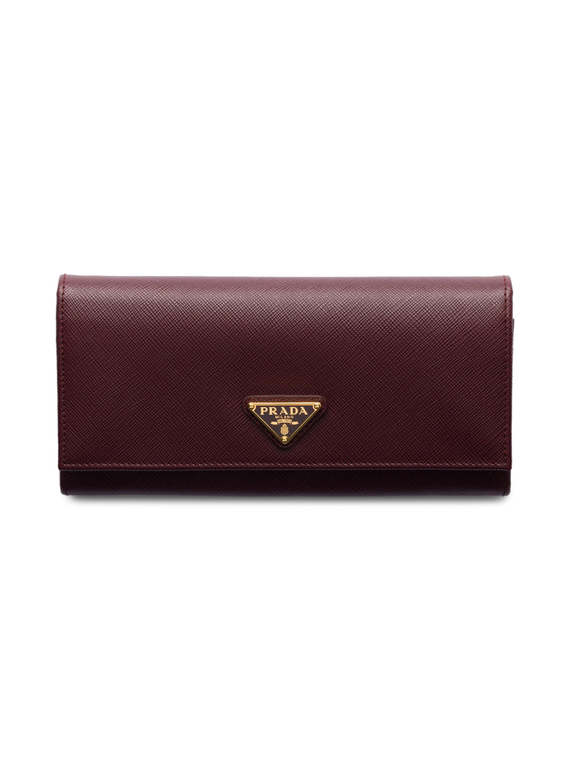 現行 PRADA マネークリップ Saffiano leather wallet Clay/water Lily Small Saffiano Leather Wallet | PRADA