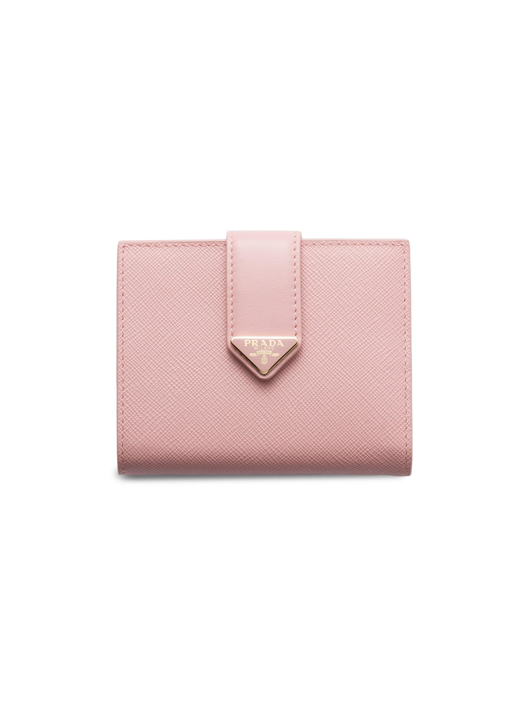 Prada Women's  Saffiano and Smooth Leather Wallet - Dusty Pink