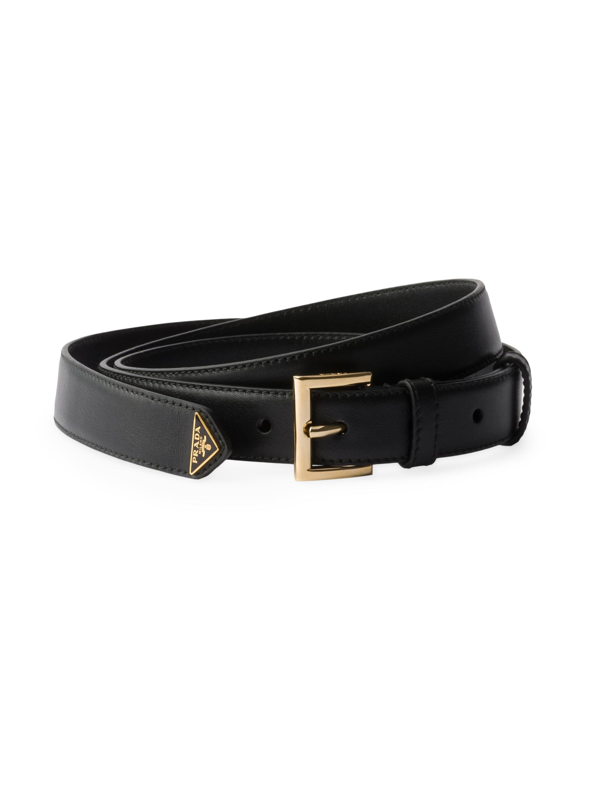 Prada Women's Leather Belt - Black Gold