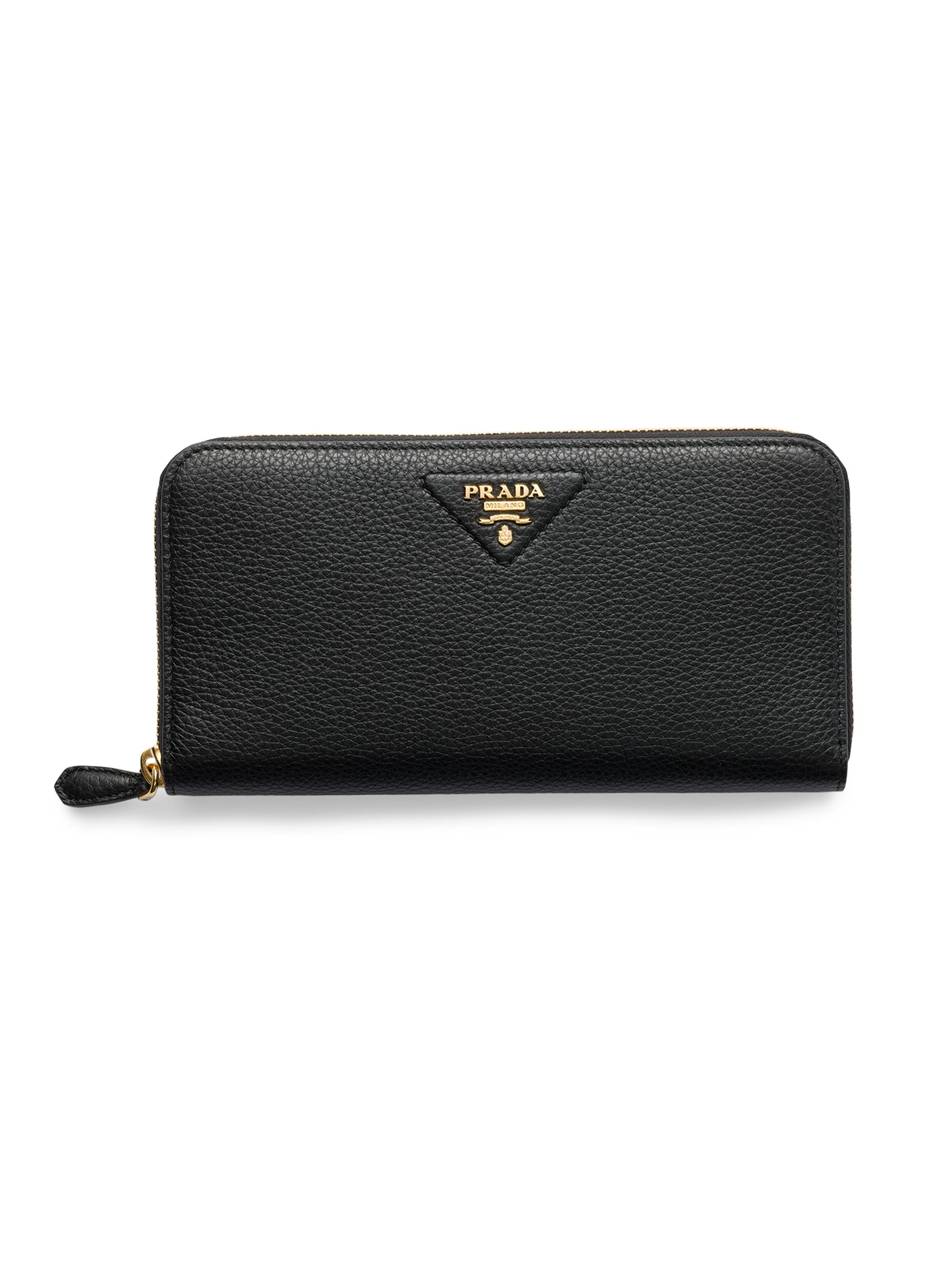 Prada Women's  Leather Wallet - Black Gold
