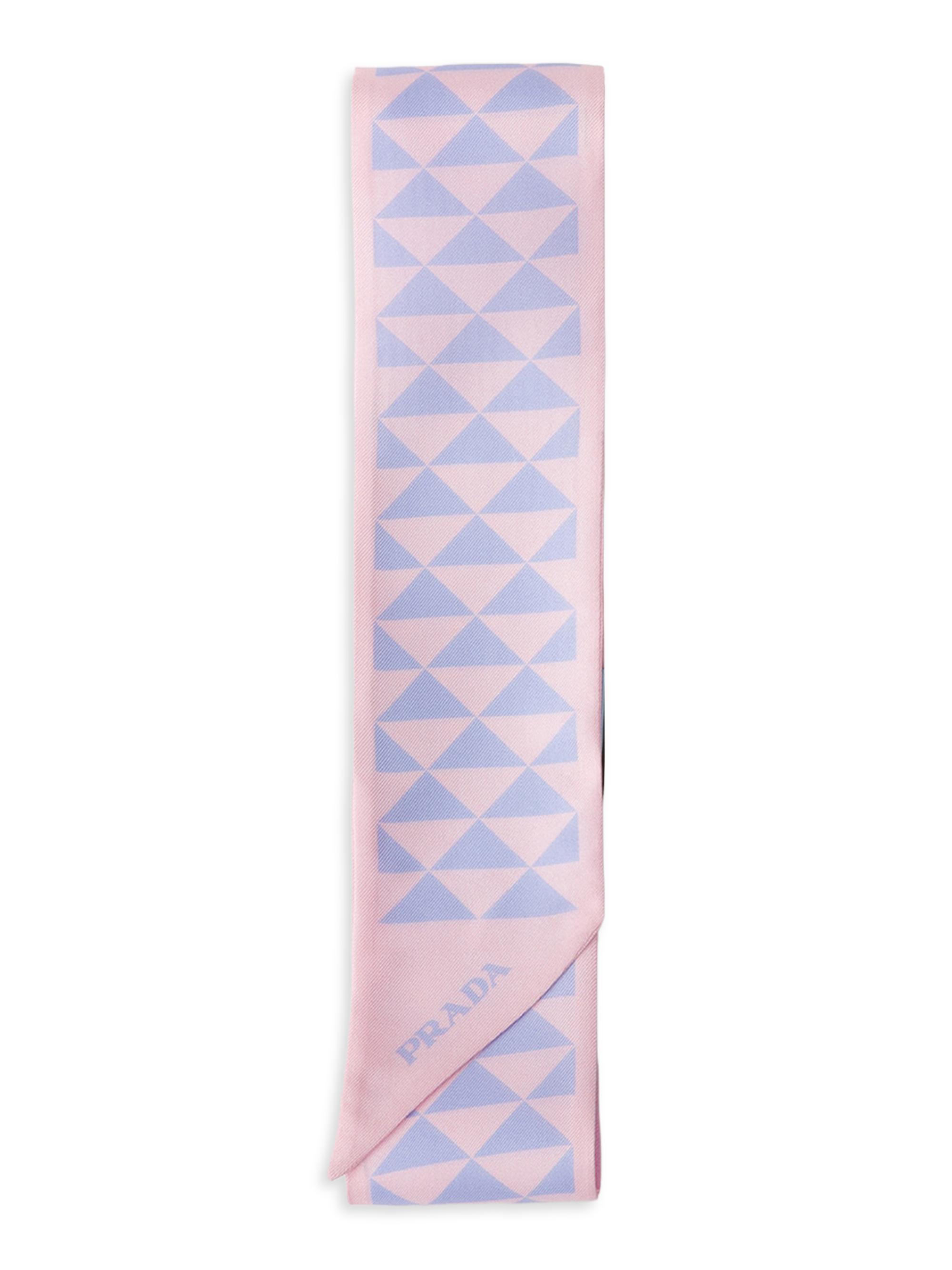 Prada Women's Skinny Printed Silk Twill Rectangular Scarf - Pink Multi