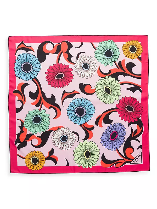 Gucci Silk Scarf Twill With Flower Print For Unisex