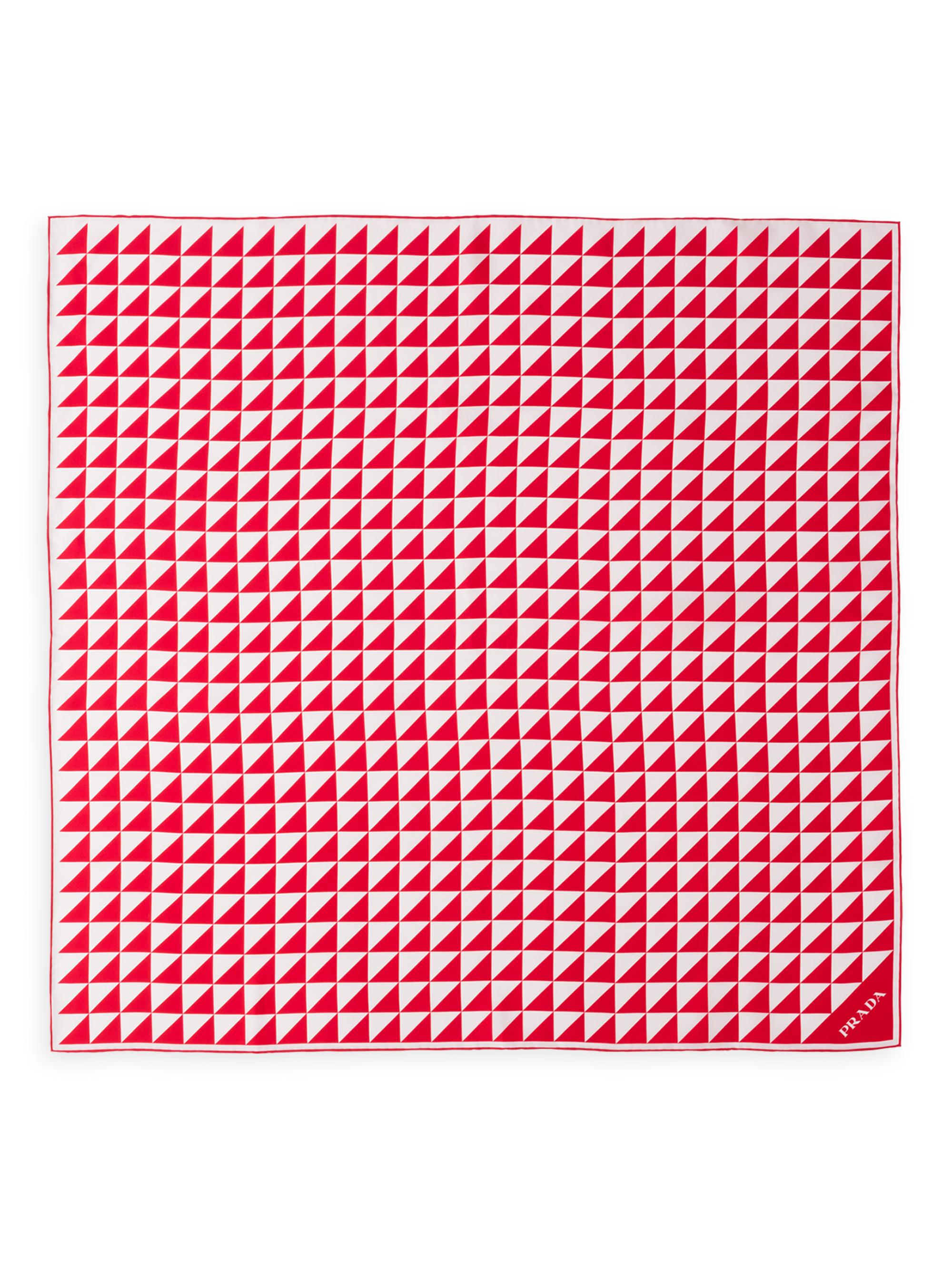 Prada Women's Printed Silk Twill Scarf 90x90 - Red