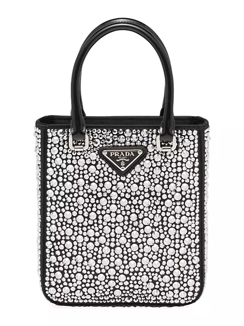 Prada Satin Mini-Bag with Artificial Crystals, Women, White