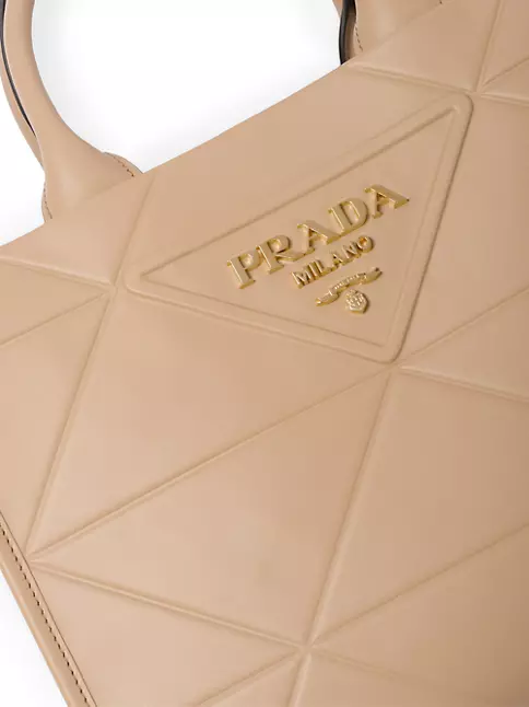 Symbole Leather Mini Bag in Beige - Prada
