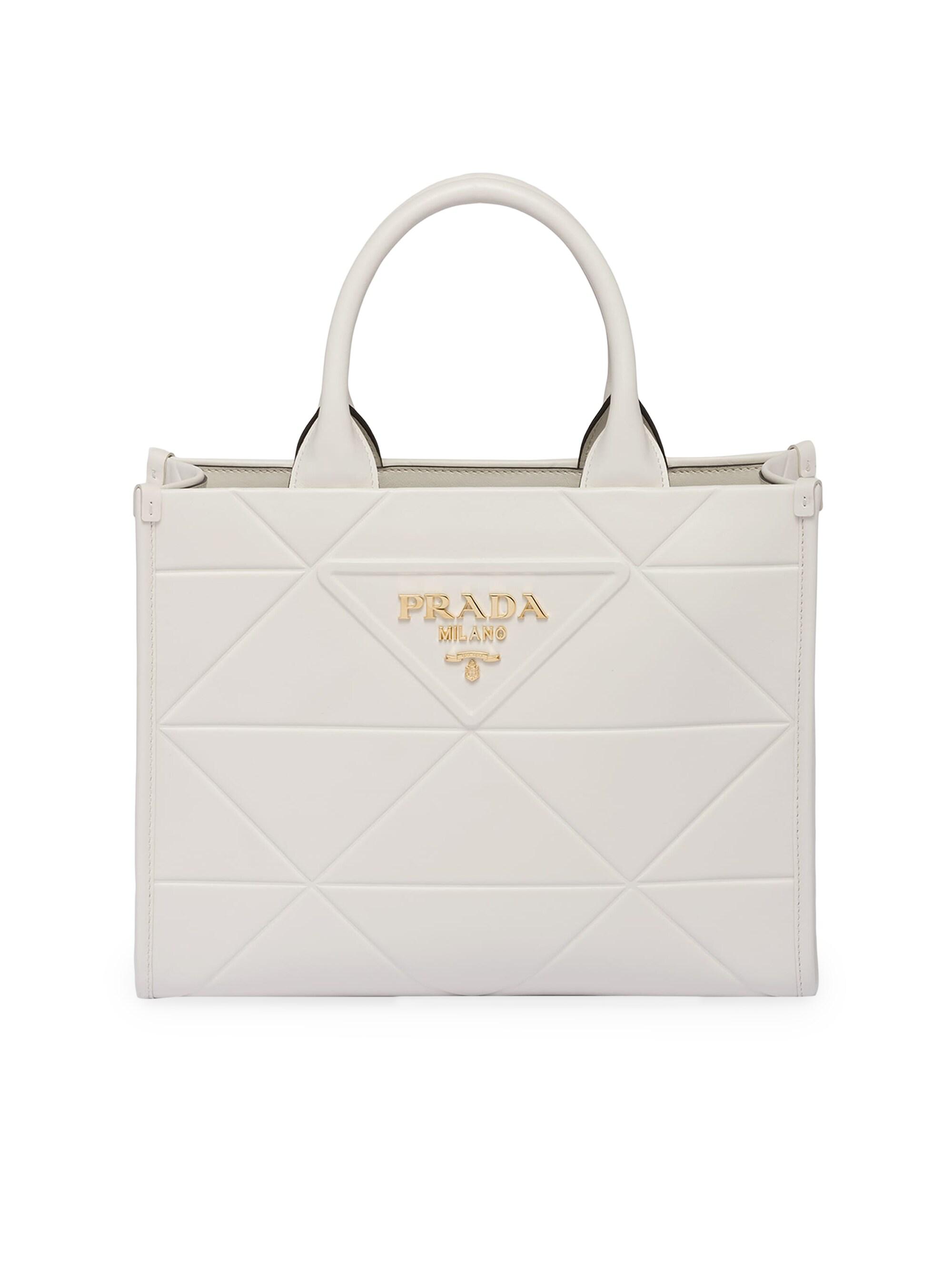 Prada Women's  Leather Symbole Bag with Topstitching - White