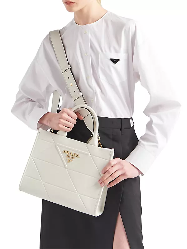 Shop Prada Small Leather Symbole Bag with Topstitching | Saks 