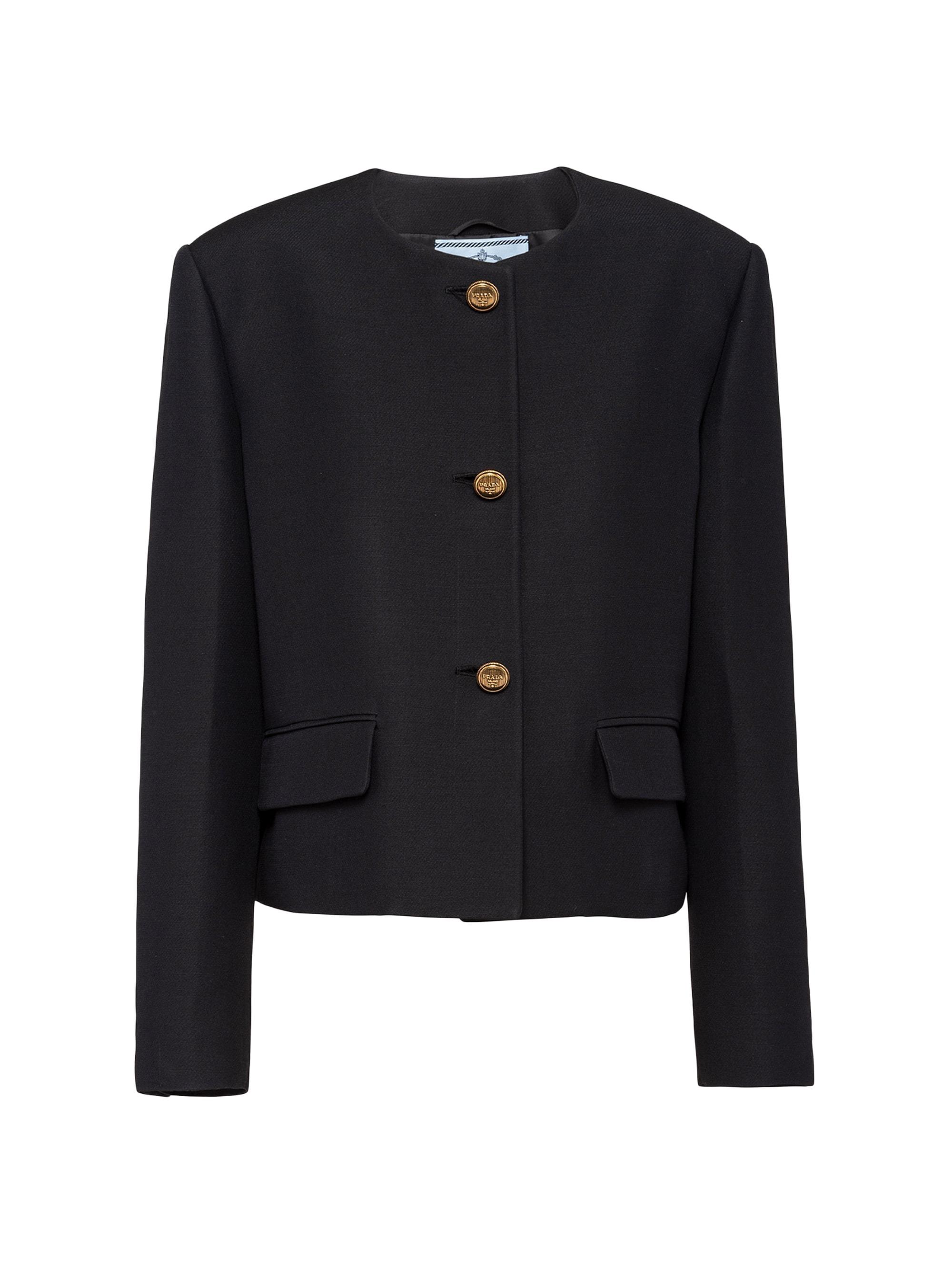 Prada Women's Single-Breasted Tricotine Jacket - Black