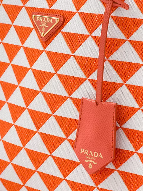 Prada - Prada Symbole Large Embroidered Fabric Tote Bag
