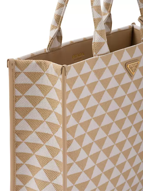 Shop Prada Symbole Embroidered Fabric Bag