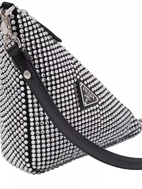 Prada Women's Embellished Satin and Leather Mini-Pouch (Platinum)
