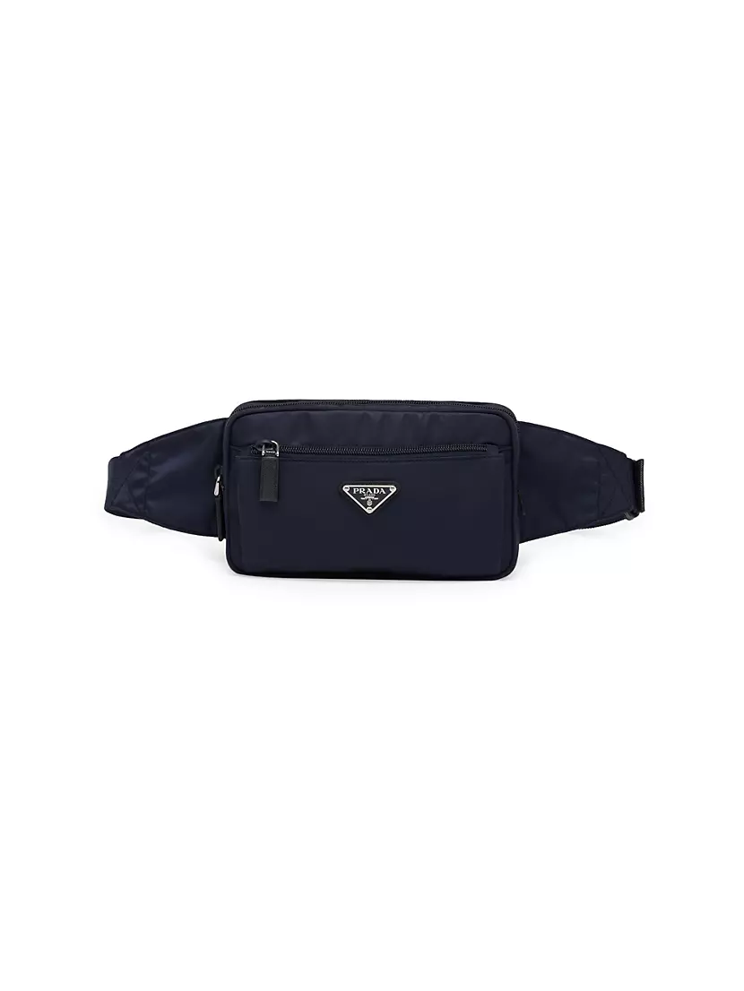Prada Nylon Black/Blue Studded Strap Belt Bag