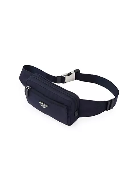 Prada Nylon Black/Blue Studded Strap Belt Bag