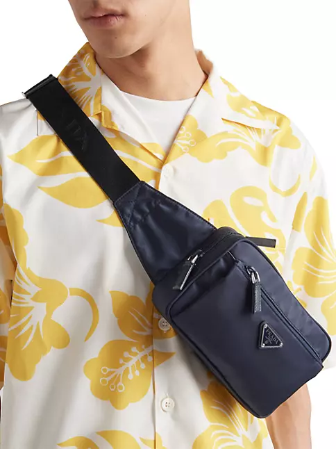 Prada Men's Saffiano Leather and Nylon Crossbody Bag