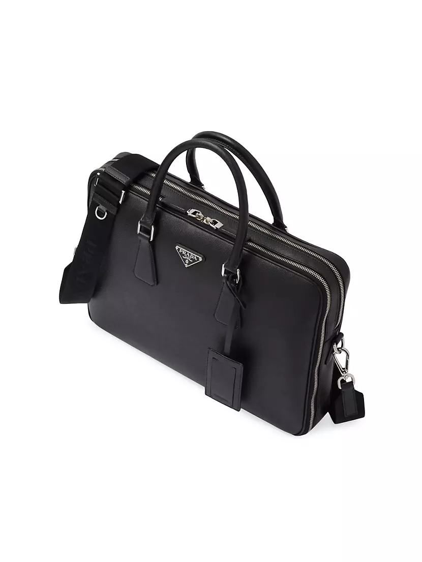 Prada Black Logo Nylon Laptop Bag for Men