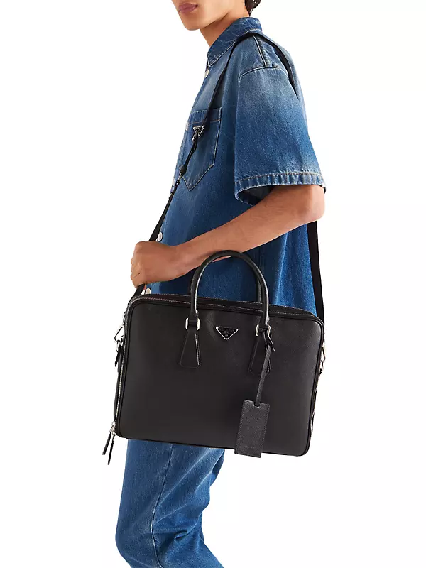 Shop Prada Saffiano Leather Briefcase | Saks Fifth Avenue Shop Prada Saffiano Leather Briefcase | Saks Fifth Avenue