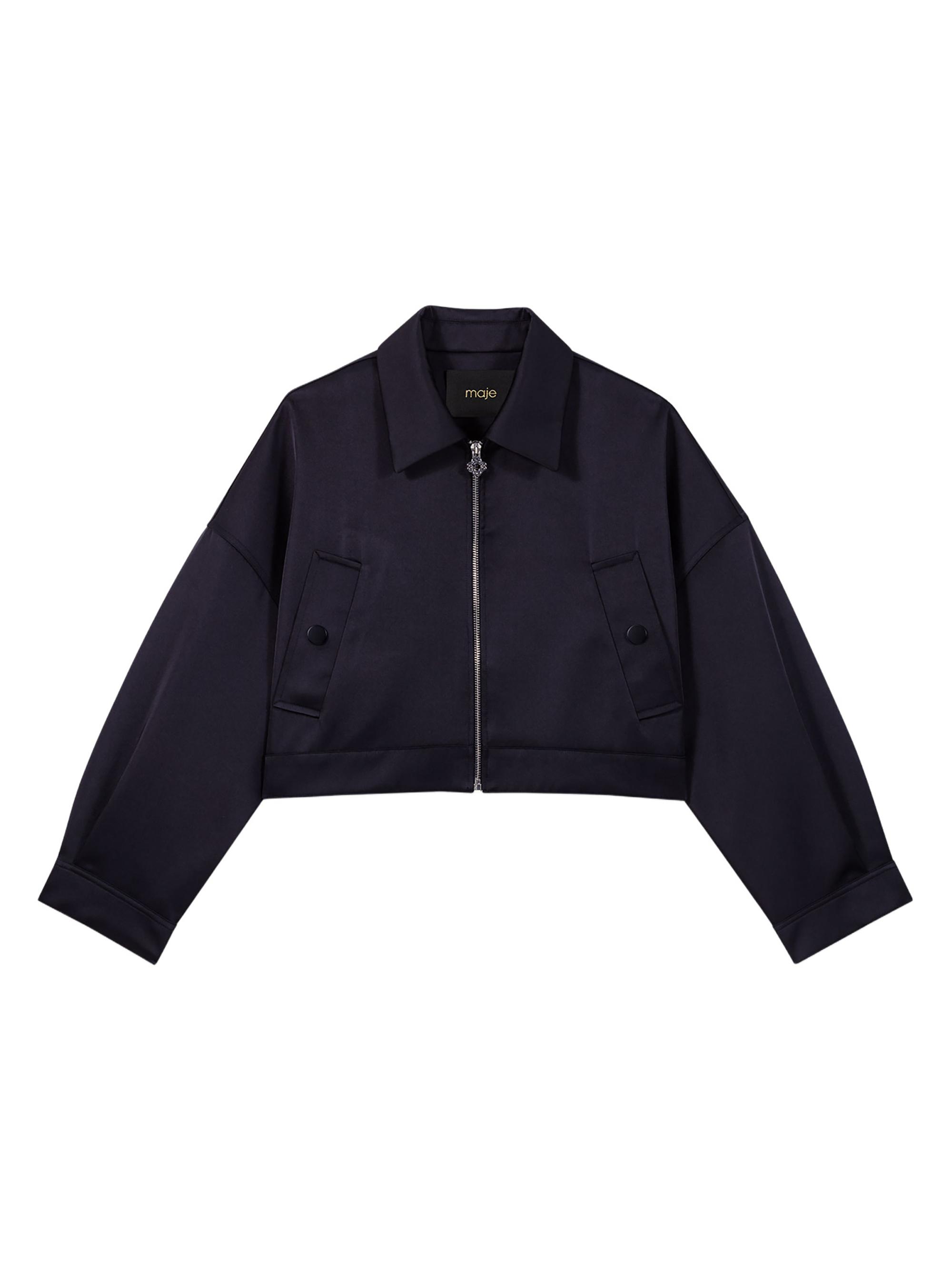 Maje Women's Satin Jacket - Black