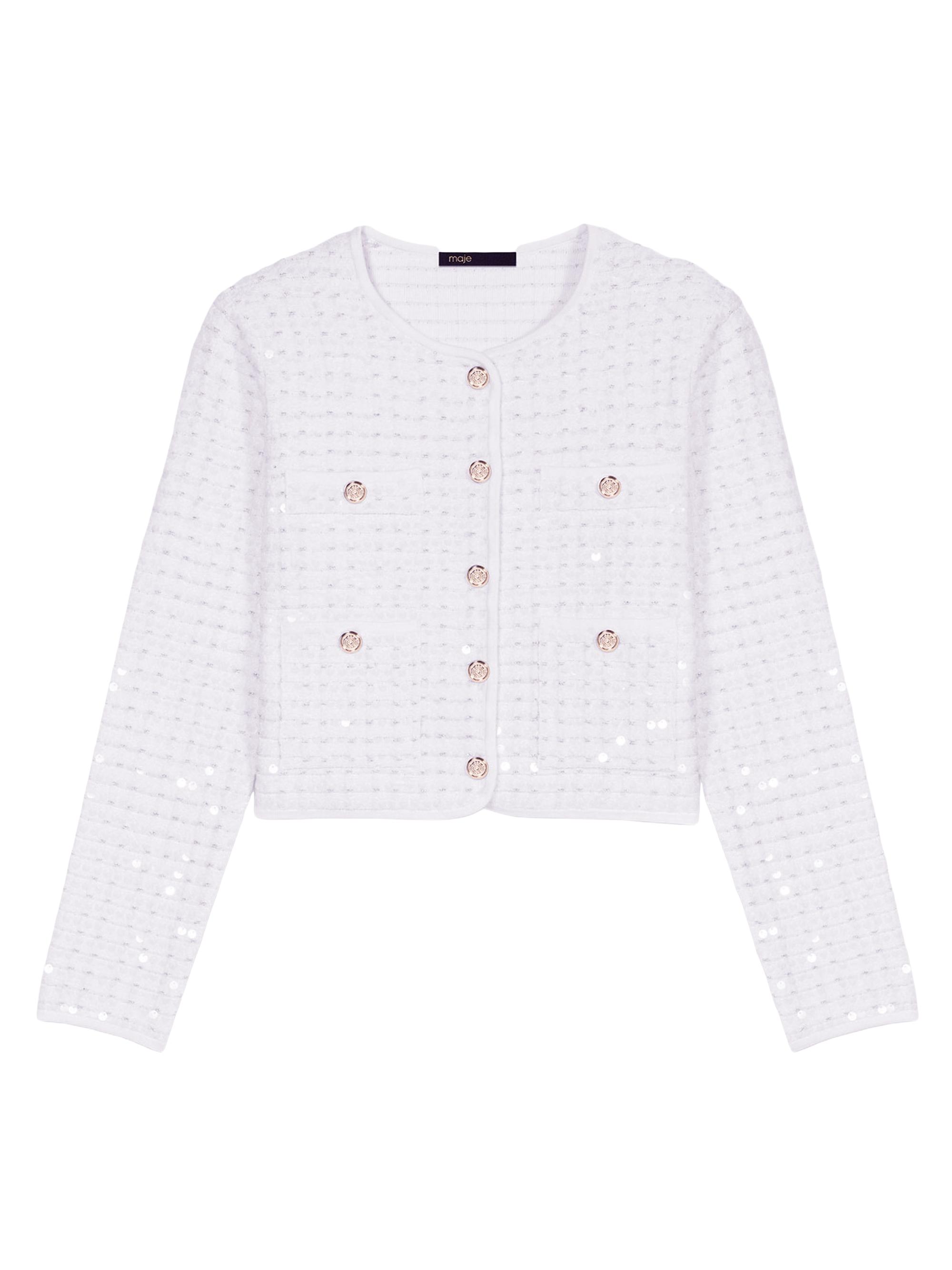 Maje Women's Sequin Knit Cardigan - Off White