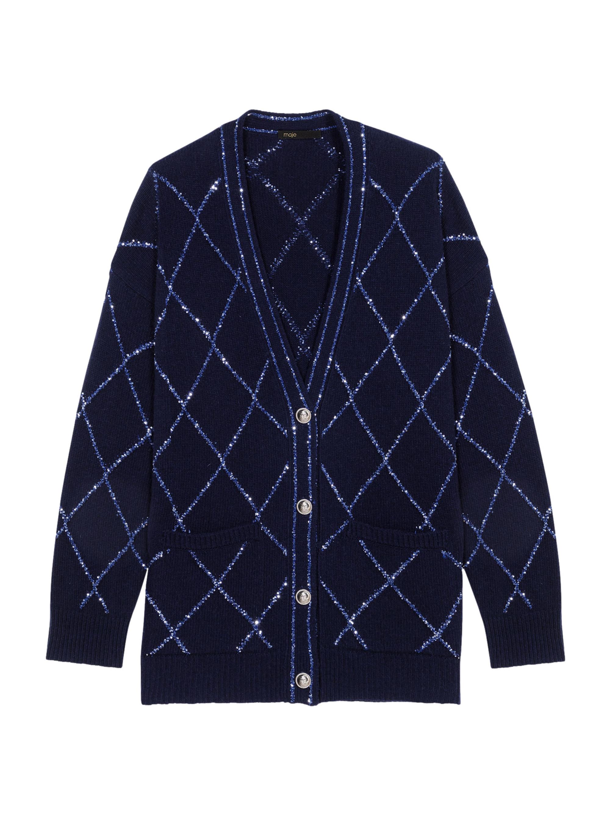 Maje Women's Longline Wool Cardigan - Navy