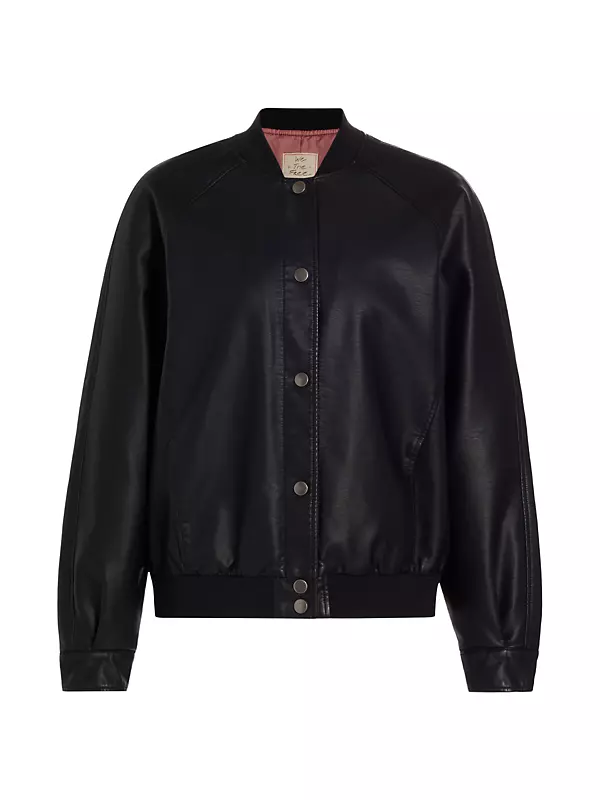 Topshop Varsity Faux Leather Bomber Jacket