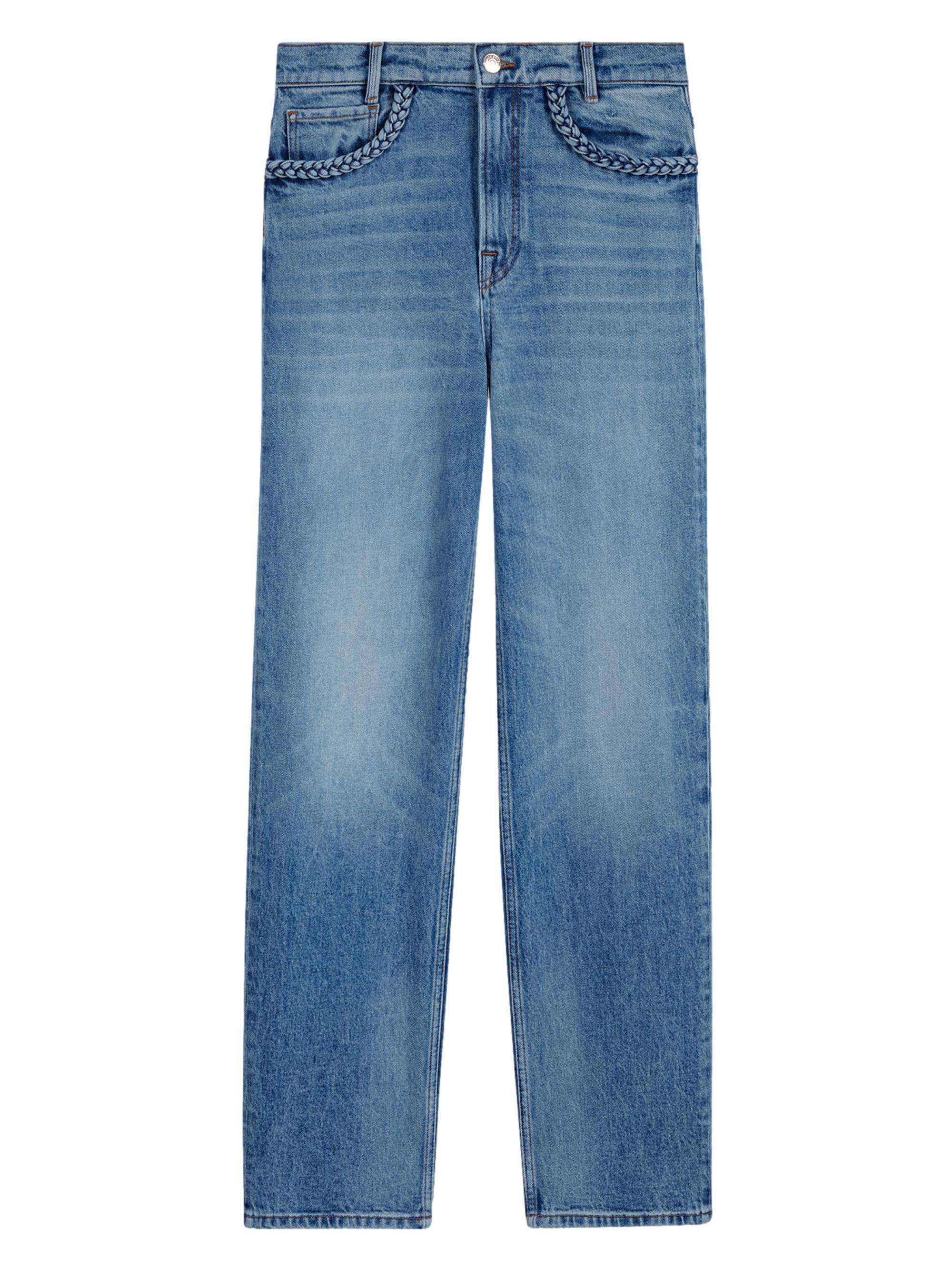 Maje Women's Straight-Leg Braided Detail Jeans - Blue