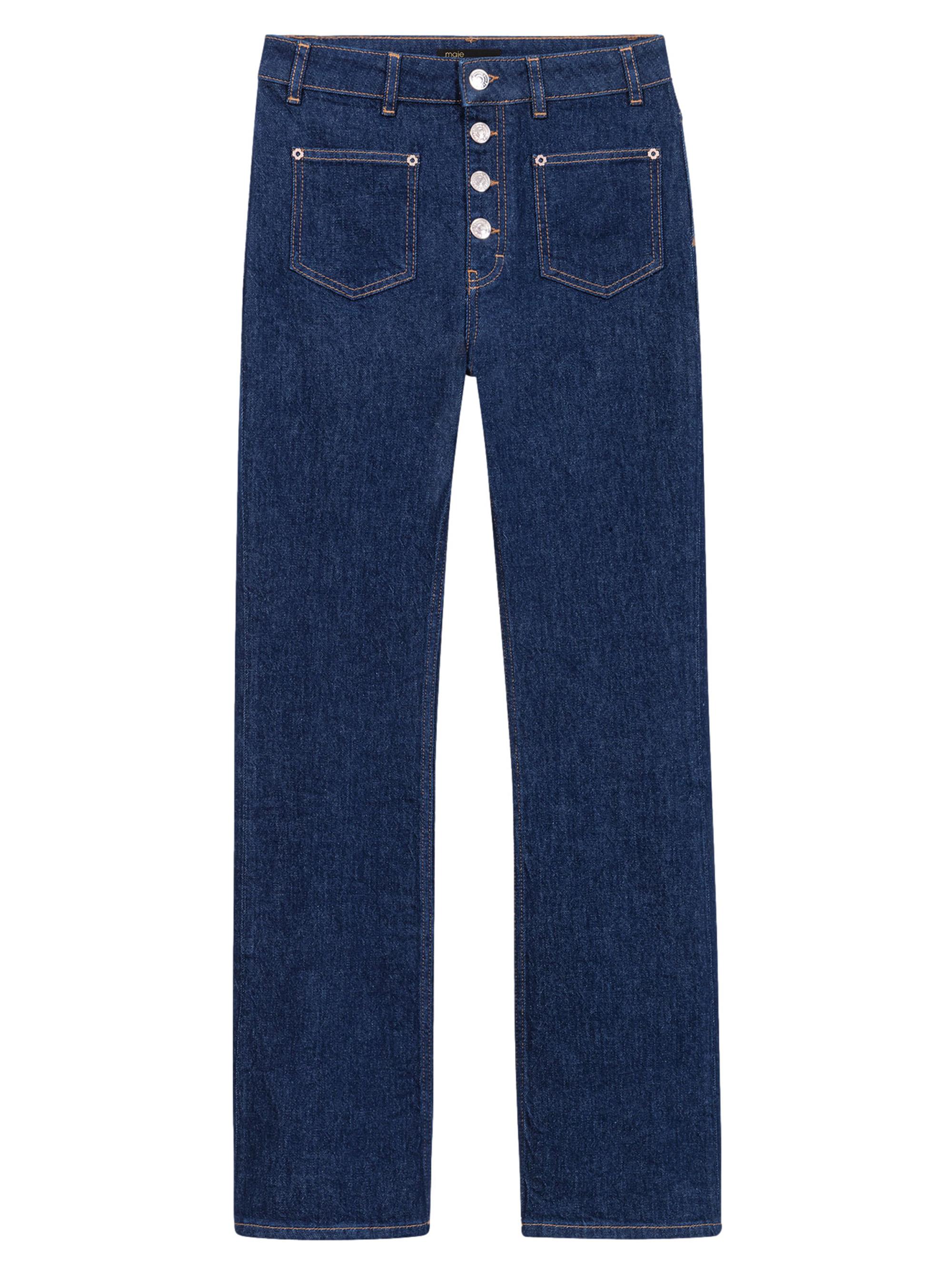 Maje Women's Denim Jeans with Pockets - Dark Blue